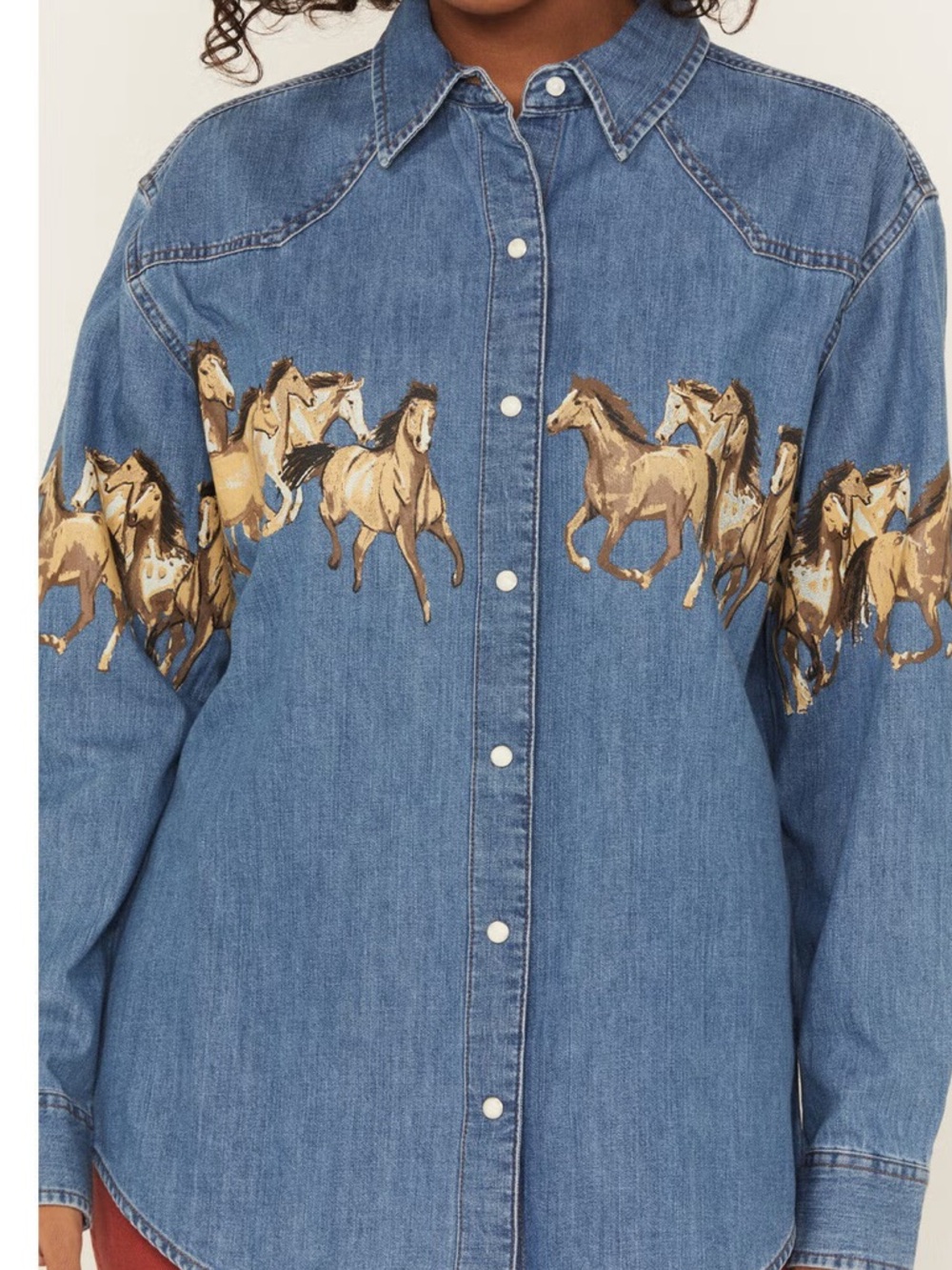 Wrangler Western Running Horse Denim Western Shirt - Picture 3 of 4
